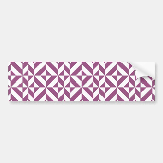 Warm Grape Geometric Deco Cube Pattern Bumper Sticker (Front)