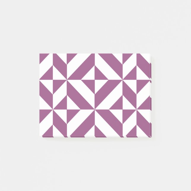 Warm Grape Geometric Deco Cube Pattern Post-it Notes (Front)