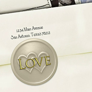 Warm Gray Two Hearts Intertwined Wedding Classic Round Sticker