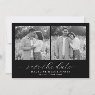 Warm Grayscale Romantic Photo Collage Save The Date