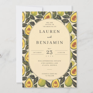 Warm Green Avocado Illustration Border Invitation