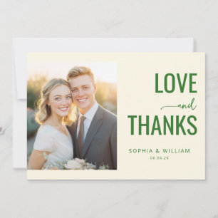 Warm Green Elegant Photo Thank You Card