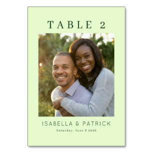 Warm Green Minimalist Photo Table Number