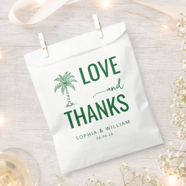 Warm Green Palm Tree Favour Bag (Clipped)