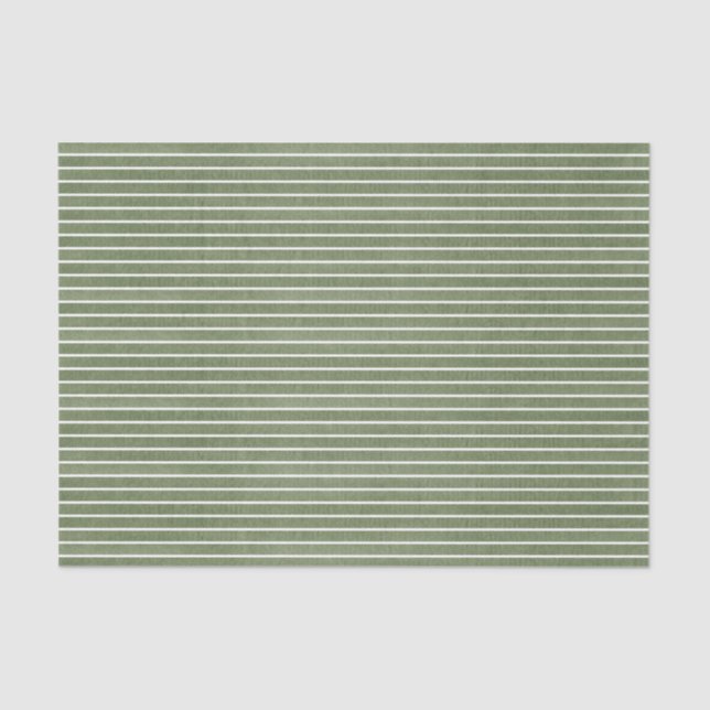 Warm Green Stripes Pattern Tissue Paper (Front)