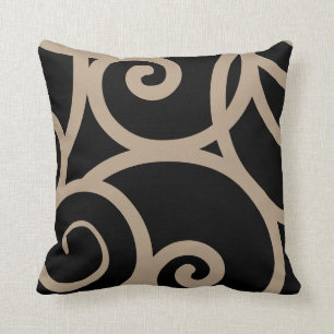 Warm Grey and Black modern abstract designer pillo Throw Pillow