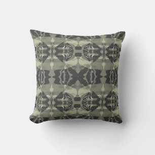 Warm Grey Charcoal Swirling Symmetrical Tiles Throw Pillow