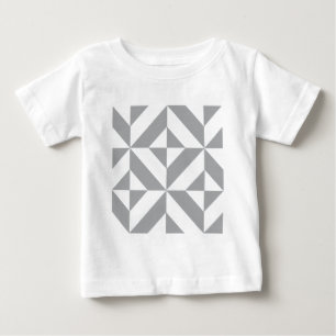 Warm Grey Geometric Deco Cube Pattern Baby T-Shirt