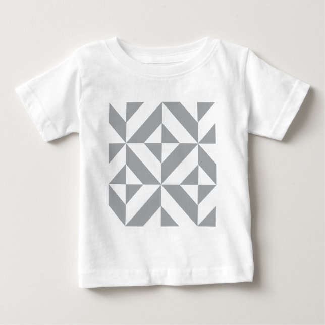 Warm Grey Geometric Deco Cube Pattern Baby T-Shirt (Front)