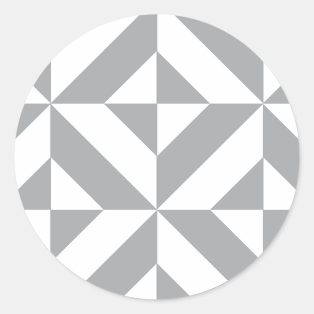 Warm Grey Geometric Deco Cube Pattern Classic Round Sticker (Front)