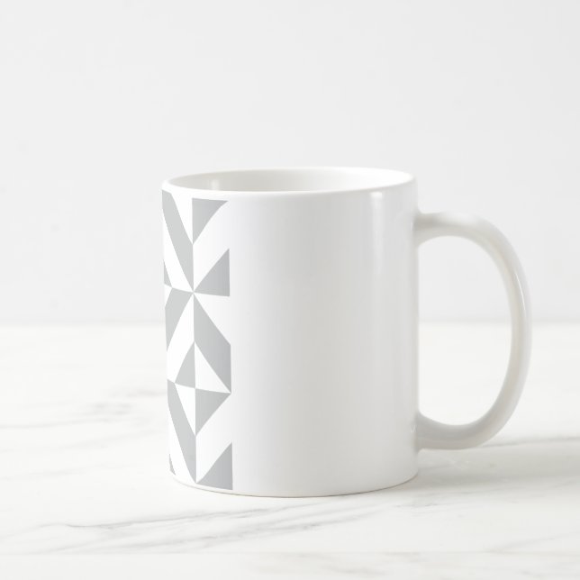 Warm Grey Geometric Deco Cube Pattern Coffee Mug (Right)