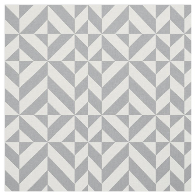 Warm Grey Geometric Deco Cube Pattern Fabric (Swatch)
