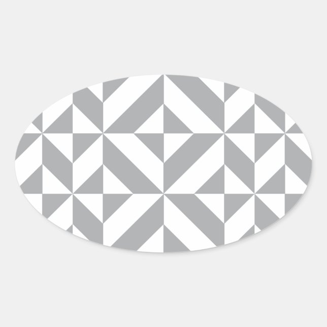 Warm Grey Geometric Deco Cube Pattern Oval Sticker (Front)