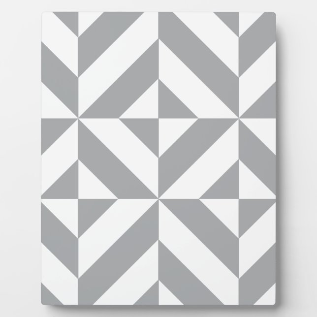 Warm Grey Geometric Deco Cube Pattern Plaque (Front)