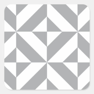 Warm Grey Geometric Deco Cube Pattern Square Sticker