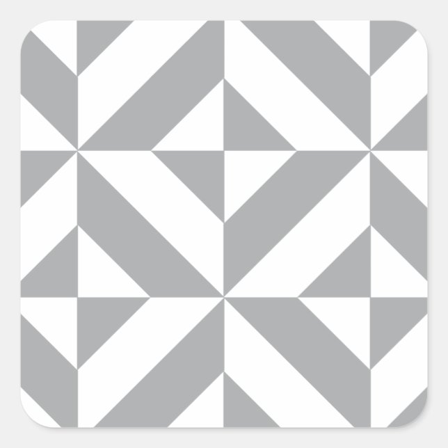 Warm Grey Geometric Deco Cube Pattern Square Sticker (Front)