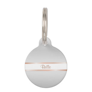 Warm Grey Gradient Stripes Pet Tag