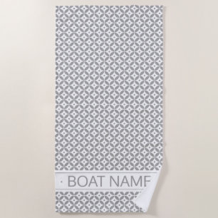 Warm Grey Hamptons Style Personalized Boat Name Beach Towel