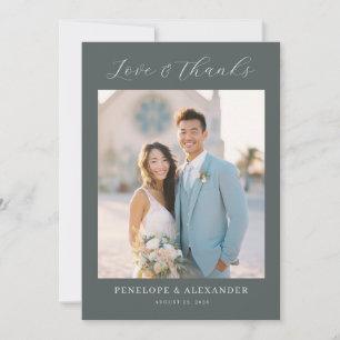 Warm Grey Modern Photo Thank You Card