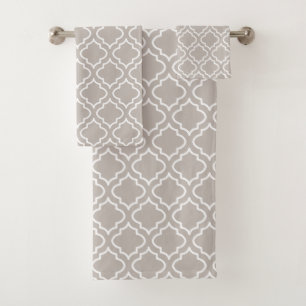 Warm Grey Pattern Bath Towels Set Gift