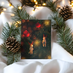 Warm Hand-Painted Reindeer Ornament Christmas  Postcard