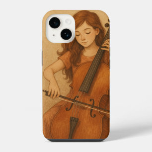 Warm Harmony – Girl with Cello Vintage Art Phone iPhone 14 Case