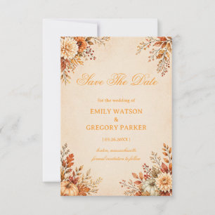 Warm Harvest Floral Elegant Save The Date