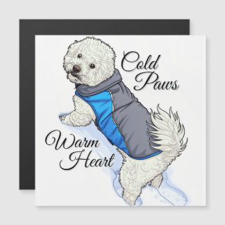 Warm Heart Snow Bichon Magnetic Card