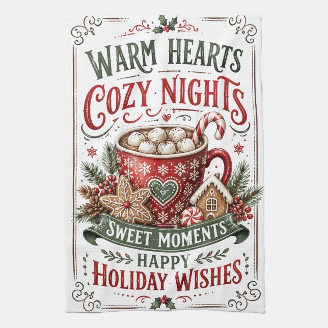 Warm Hearts Cozy Nights Kitchen Towel (Vertical)