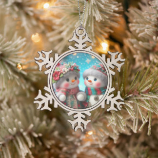 Warm Hearts & Snowy Days Snowflake Pewter Christmas Ornament