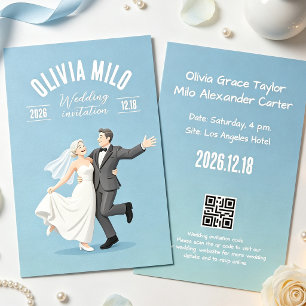 warm holding-hands artwork wedding invitation