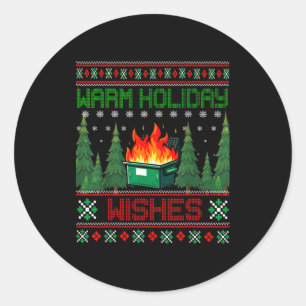 Warm Holiday Wishes Christmas Lights Sweater Dumps Classic Round Sticker