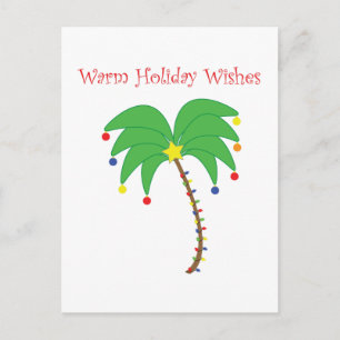 "Warm Holiday Wishes" Palm Tree postcard