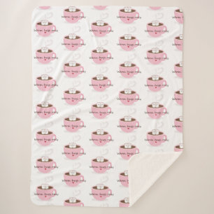 Warm Hugs Only Marshmallow Cocoa Hug Doodle Sherpa Blanket