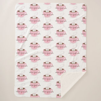 Warm Hugs Only Marshmallow Cocoa Hug Doodle Sherpa Blanket
