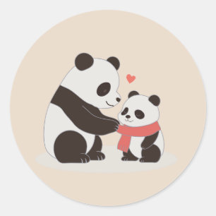 Warm Hugs, Panda Love Classic Round Sticker