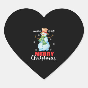 Warm Hugs Snowman Funny Christmas T-shirt Heart Sticker
