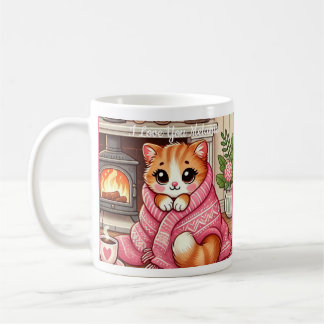 Warm Kitty In A Blanket Customizable Coffee Mug