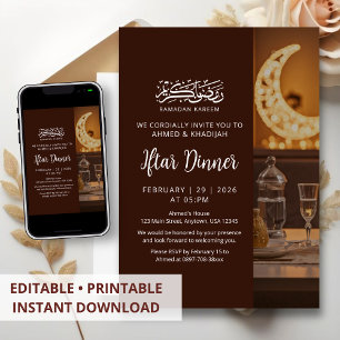 Warm Lantern Table Setting Ramadan Iftar Dinner Invitation