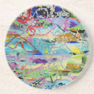 Warm Layers by Lydia's Art Sangria Coaster