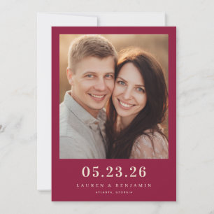 Warm Maroon Minimalist Photo Save The Date