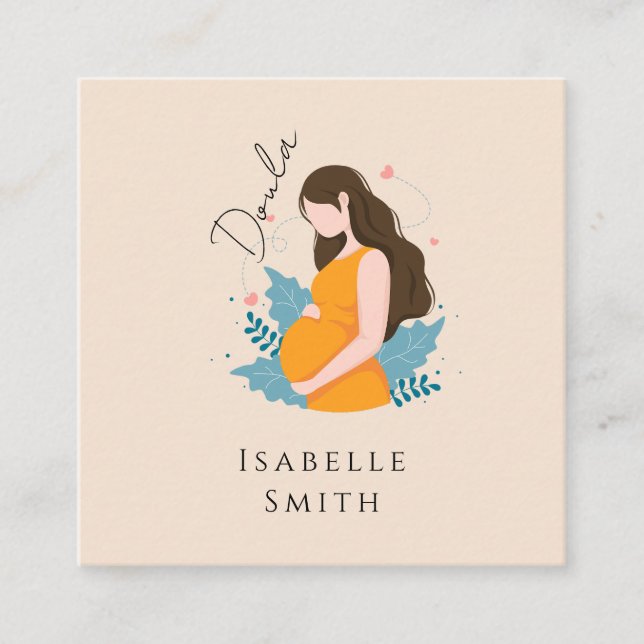 Warm Maternity Care Illustration Identity Design Square Business Card (Front)
