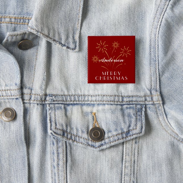 Warm Merry Christmas Decorative Holiday 2 Inch Square Button (In Situ)