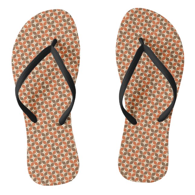 Warm Mid-Century Retro Boomerang Atomic Flip Flops (Footbed)