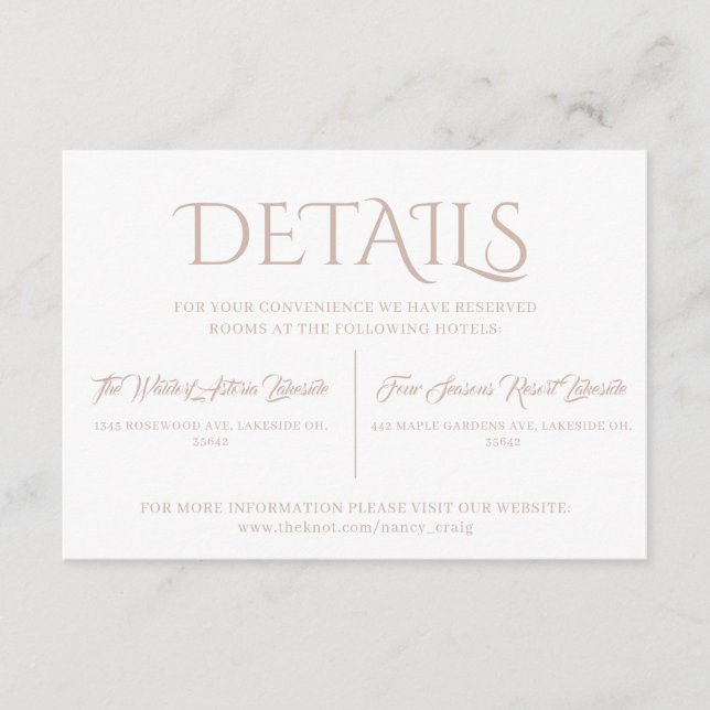 Warm Minimalist Terracotta Wedding Details  Enclosure Card (Front)