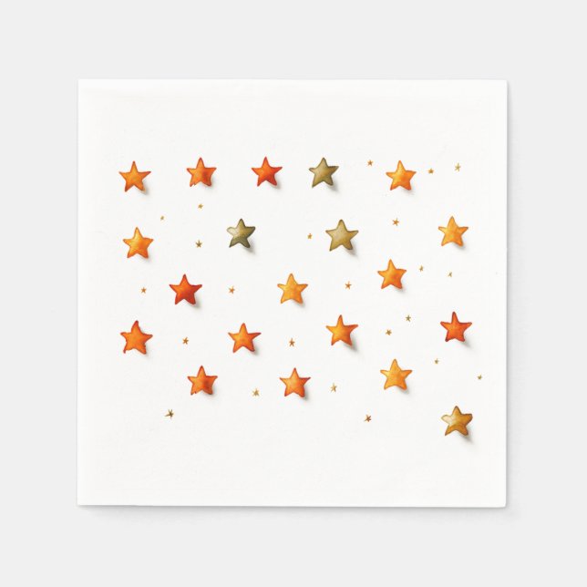 Warm Minimalistic Stars: Birthday Party Napkins (Front)