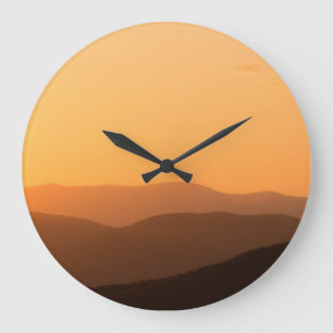 Warm Mountain Sunset Large Clock