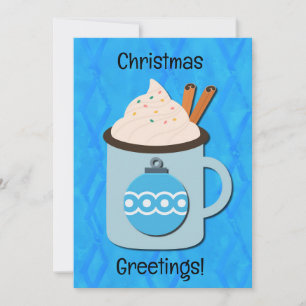 Warm Mug Christmas Greetings Flat Holiday Card