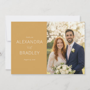 Warm Mustard Elegant Photo Thank You Card