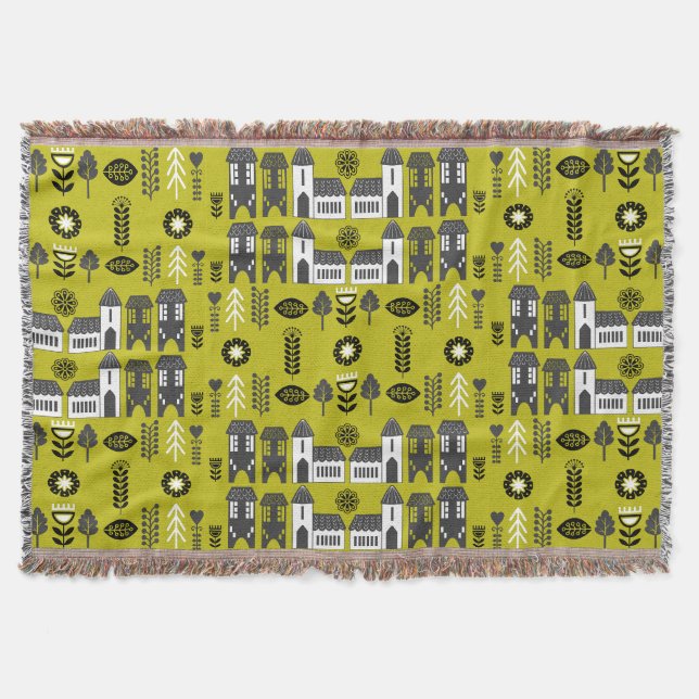 Warm Mustard Scandi Home Decor Throw Blanket (Front)